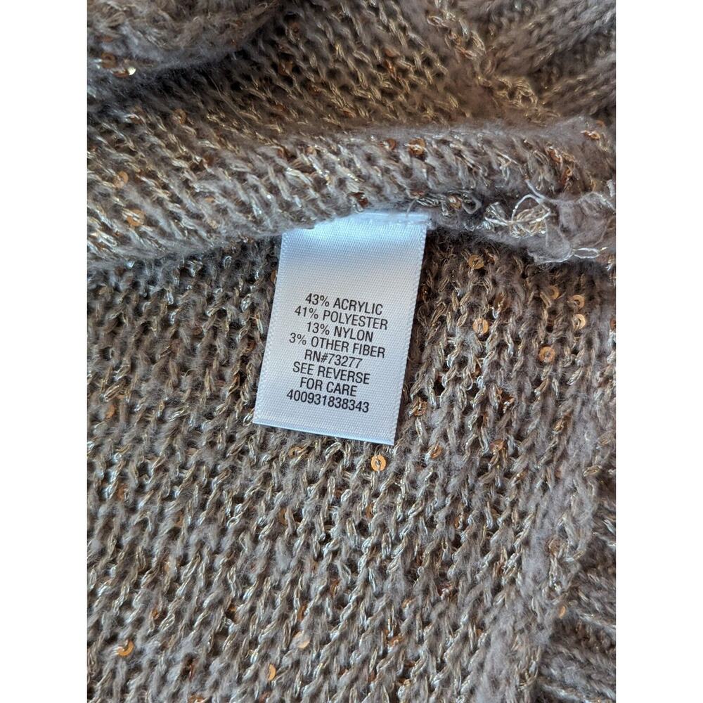 Elle Gold Sequin Cowl Neck Off Shoulder Sweater Women's Small Oversized - Picture 9 of 10
